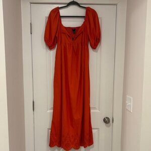 NWT Orange Puff Sleeve Dress